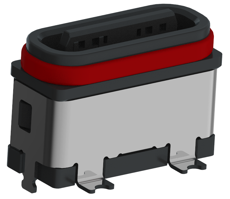 XB-TYPE C 3P-16 立贴防水母座H=6.80mm(带钢片)(全塑U型)